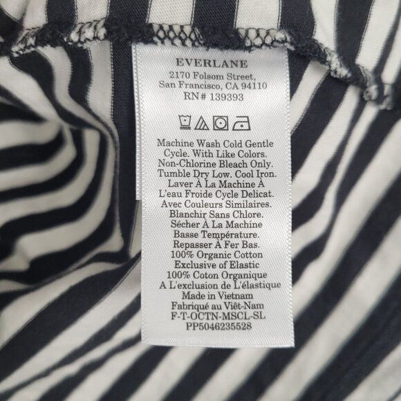 Everlane The Muscle Tee in Essential Cotton Bone Black White Striped Size S - Picture 9 of 10